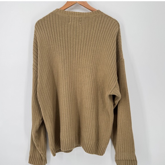 Vintage Chaps‎ Ralph Lauren XL Mens Beige Cable Knit Crew Neck Sweater Crest 90s - Picture 3 of 5